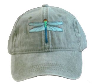 Dragonfly Embroidered Cotton Cap