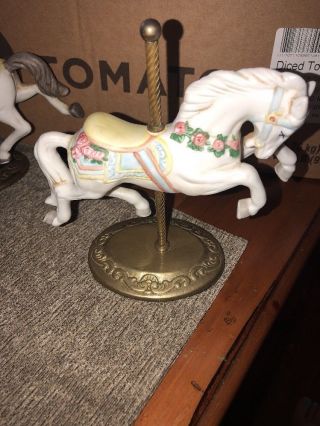 Willitts Vintage Porcelain Carousel Horse With Brass Pole & Base