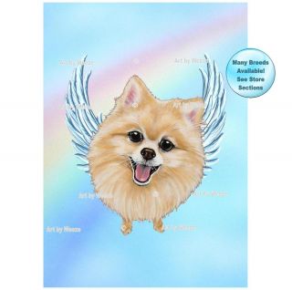 Pomeranian Angel Art Picture Dog Memorial Pet Loss Gift Rainbow Bridge