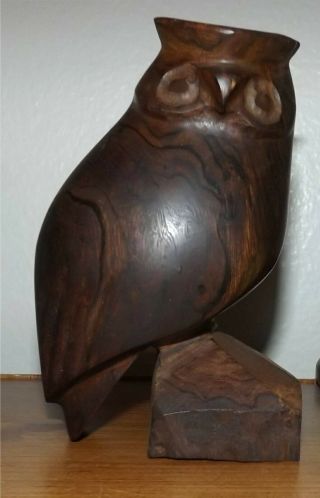 Vintage Hand - Carved Ironwood Wood Owl Figurine