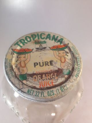 Vintage Glass Tropicana Orange Juice,  32 fl oz Bottle W/ Lid 2
