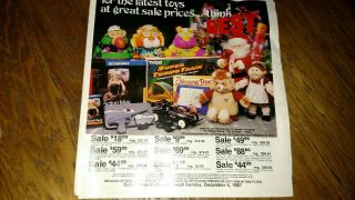 Decmber 1987 Best Toy Ads From Newspaper - Cpk,  My Child,  Teddy Ruxpin,  Alf