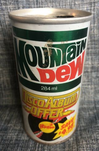 Very Rare Vintage Htf Mountain Dew Canadian Can Disco Album Offer 284 Ml