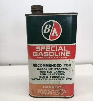 Vintage Special Gasoline Imperial British American Oil Tin Can