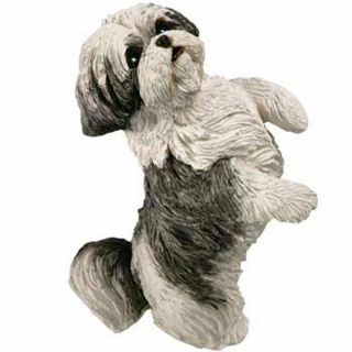 Shih Tzu Figurine Hand Painted Gray Puppy Cut - Sandicast