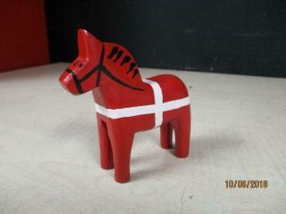 Swedish Dala Hand Painted Wood Horse (flag Of Sweden)