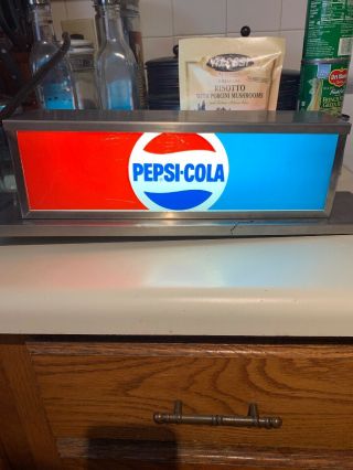 Light - Up Pepsi Sign,  Vintage,  110 Volts,  12”x3”x3”