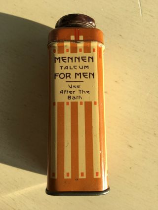 Vintage Mennen Talcum For Men Tin Litho Can 4 "