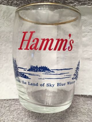 4 VINTAGE HAMM ' S BEER BARREL GLASSES 3 1/4 