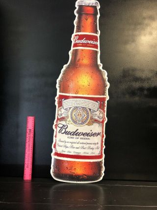 Budweiser Bottle Sign Die Cut Tin Metal Sign - 2000 - Large - 35 " X 10 "