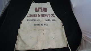 Vintage Advertising Nail Apron Toledo Ohio Mayfair Lumber & Supply