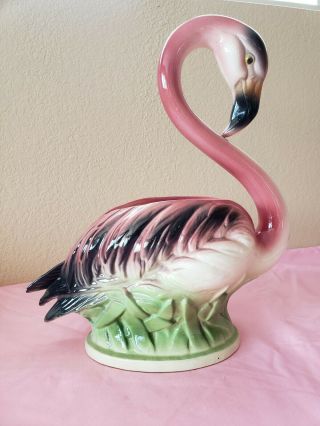 Vintage Pink Flamingo Mcm Ceramic Statue Figurine Planter