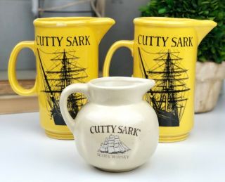 (set Of 3) Cutty Sark Pitcher Creamer Decanter Collectible Scots Whisky Bar Pub