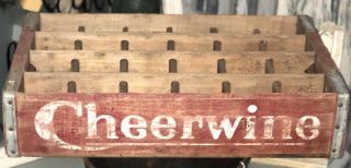 Cheerwine Soda Pop Bottle Wood Crate Authentic 24 Slot Collectible 2