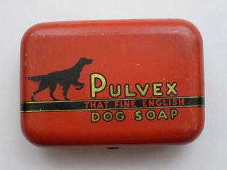 Vintage Art Deco 1930 Pulvex Dog Soap Advertising Tin Veterinary Patent Medicine