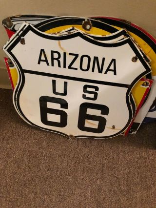 Vintage Arizona Route 66 Porcelain Sign