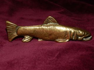 Vintage Art Deco Solid Brass Salmon Fish Novelty Bottle Opener Rare 1930 