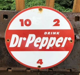 Vintage Dr Pepper Porcelain Gas Soda Beverage Drink Sign