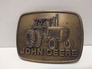 John Deere 4840 Iron Horse Tractor Duals Brass Belt Buckle 1977 Jd Vintage