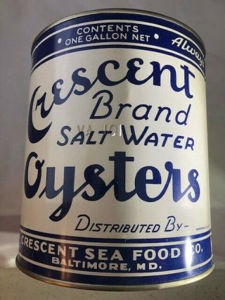 Oyster Can Crescent Sea Food Baltimore Md Gallon 612 3