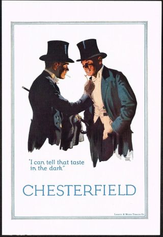1920s Vintage Chesterfield Cigarettes Men Fashion Suit Art Print Ad