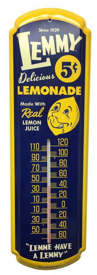 Lemmy Lemonade Soda Thermometer Vintage Old Style Sign 27 " X 8 1/4 "
