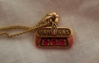 Vintage 10k Emb Van Gas Service Necklace Gemstone Chain Stones