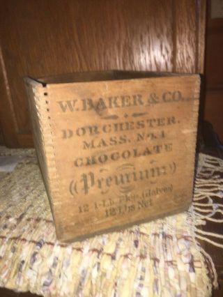 Antique Walter Baker & Co Chocolate 12lb Wood Box 1900 Paris Expo Gold Medal Vgc