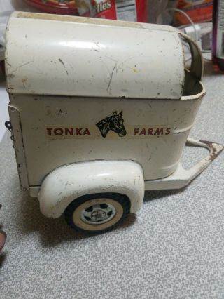 Vintage 1950 ' s TONKA HORSE TRAILER for Farm & Stake Truck w/Tailgate Ramp,  Chain 3