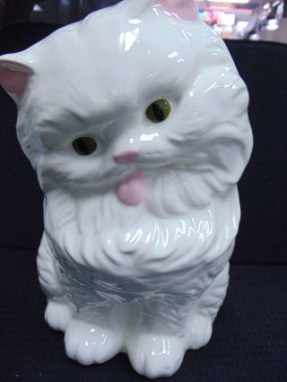 Vintage 10 " Ceramic Hand Painted Persian Kitty Figurine Planter No Chips/cracks