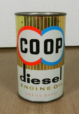 Vintage 1950s Co - Op Diesel Engine Advertising Oil Can Tin Bank Kansas City Mo