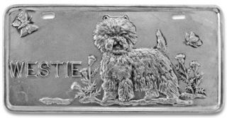 West Highland White Terrier " Westie " Pewter Vanity Plate