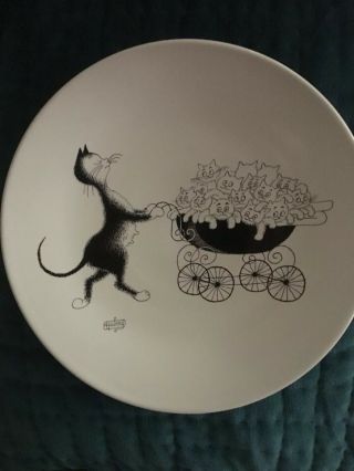 Albert Dubout Cats 10.  5” Dinner Plate 1998 Editions Clouet France