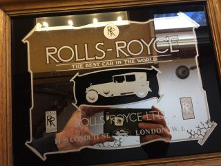 Rolls Royce " The Best Car In The World " Advertising.  Mirror With Wooden Frame