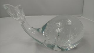 Vintage Art Glass Bubbles Whale Paperweight Sculpture Marine Life Nautical 6 "