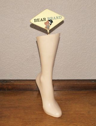 Rare Vintage Bear Brand Stockings Shop Advertising Display Leg 