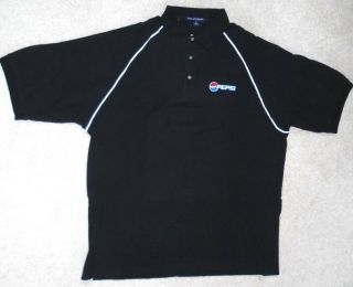 Vintage Men ' s Pepsi Polo Shirt Port Authority SS Black Embroidered Logo XL 2