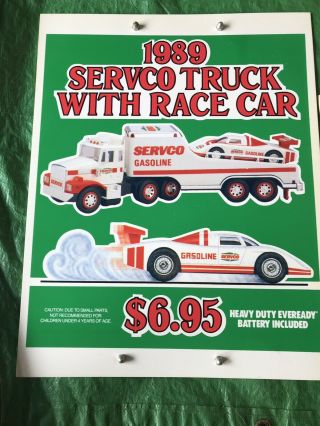 Vintage Rare Servco Pole Sign For The 1989 Truck And Race Car Toy 18” X 23” Hess