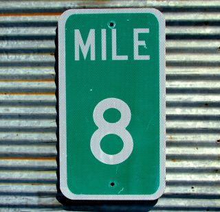 Vintage 8 Mile Lake Marker Interstate Metal Road Sign Fishing Detroit Eminem Old