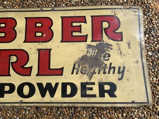 Vintage 1950s Clabber Girl Baking Powder Double Sided Metal Sign 33 1/2” x 11 ¾” 2