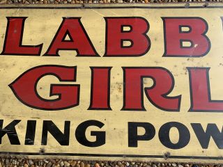 Vintage 1950s Clabber Girl Baking Powder Double Sided Metal Sign 33 1/2” x 11 ¾” 3