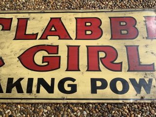 Vintage 1950s Clabber Girl Baking Powder Double Sided Metal Sign 33 1/2” x 11 ¾” 5