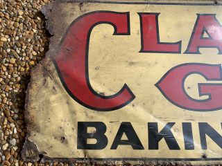 Vintage 1950s Clabber Girl Baking Powder Double Sided Metal Sign 33 1/2” x 11 ¾” 7