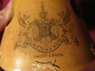 Antique Royal Doulton Stoneware Match Holder Advertising Planters Hotel St Louis 2