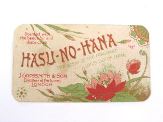 Antique Trade Perfume Business Card Hasu No Hana J Grossmith & Son Lotus Japan