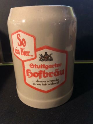 Stuttgarter Hofbrau W Germany.  5 Liter Gerz Handled Traditional Beer Stein Rare