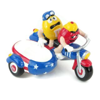 M&m Candy Dish Motorcycle With Sidecar M&ms Red & Yellow Mars Candy Galerie 2002