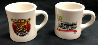 2 - Waffle House Ceramic Heavy Americana Restaurant Diner Coffee Cup Mugs