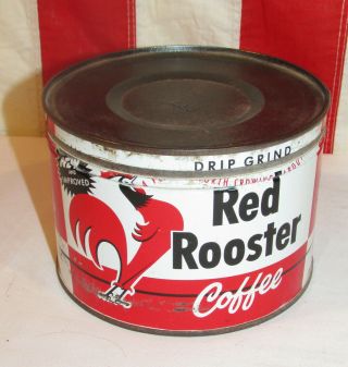 Vintage Red Rooster Coffee Tin 1 Lb Value Grocery Store Hopkins Minn