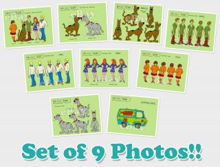 Rare Set Of 9 Photos Scooby Doo Cartoon Color Tv Photos Hanna Barbera Studios